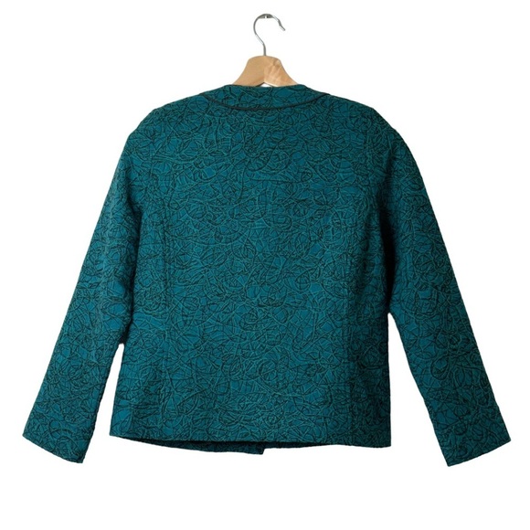 Vintage Artsy Abstract Stitched Button Front Quilted Blazer Jacket Women Size S - Picture 2 of 13